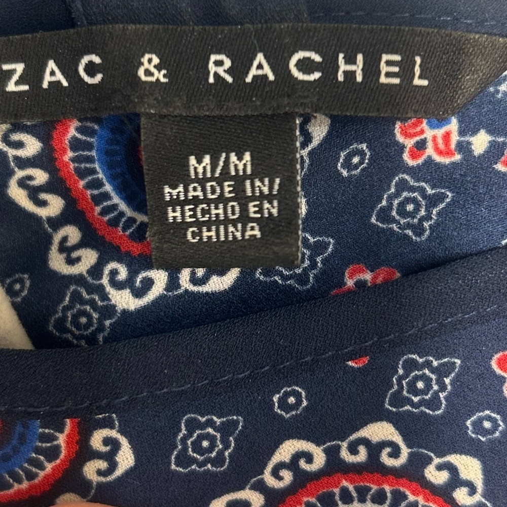Zac and Rachel Boho Flowy Sleeveless Top Red Blue Geometric Size Medium - Picture 4 of 5